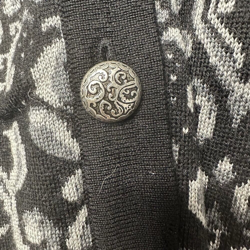 Women’s Icelandic Design 100% Wool Long Coat Jacket Black Gray Button Front S - Picture 5 of 16